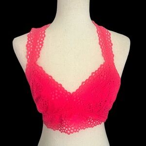 Aerie Hit Pink Crochet Razor‎ back bralet L